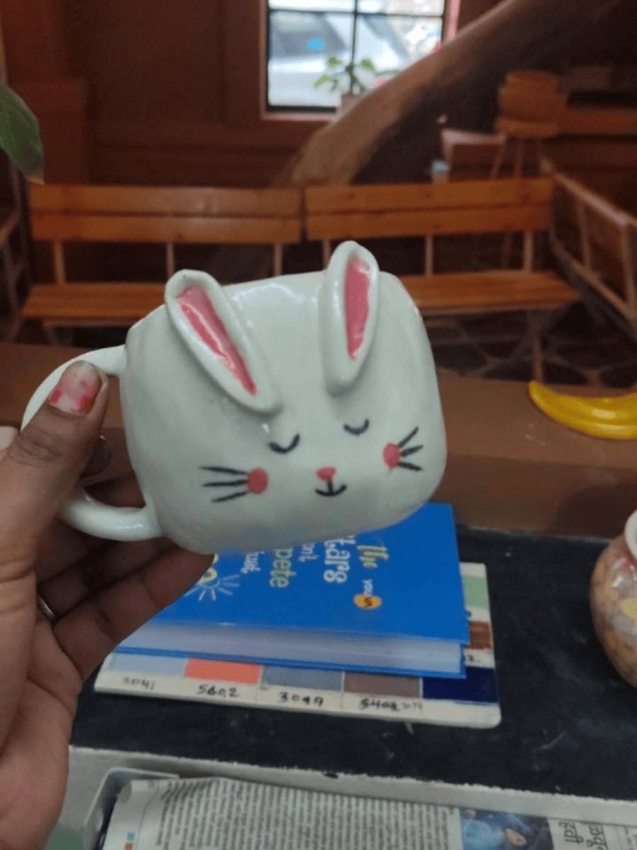A painted bunny mug